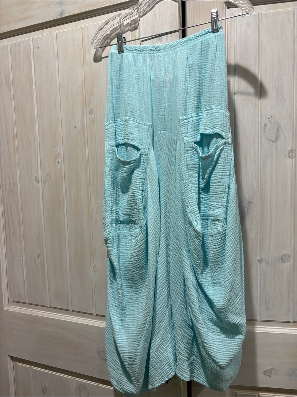 Color Me Cotton  Pale Aqua Parachute cargo Pocket Skirt